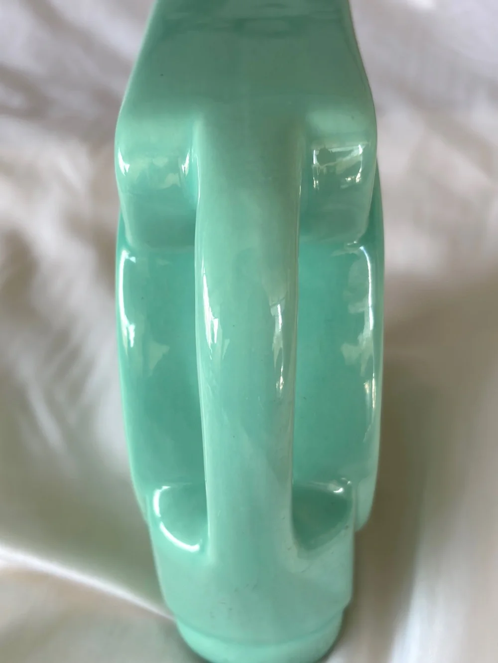 Vintage Pottery Art Deco Ceramic Water Pitcher - 1950s Mint Seafoam